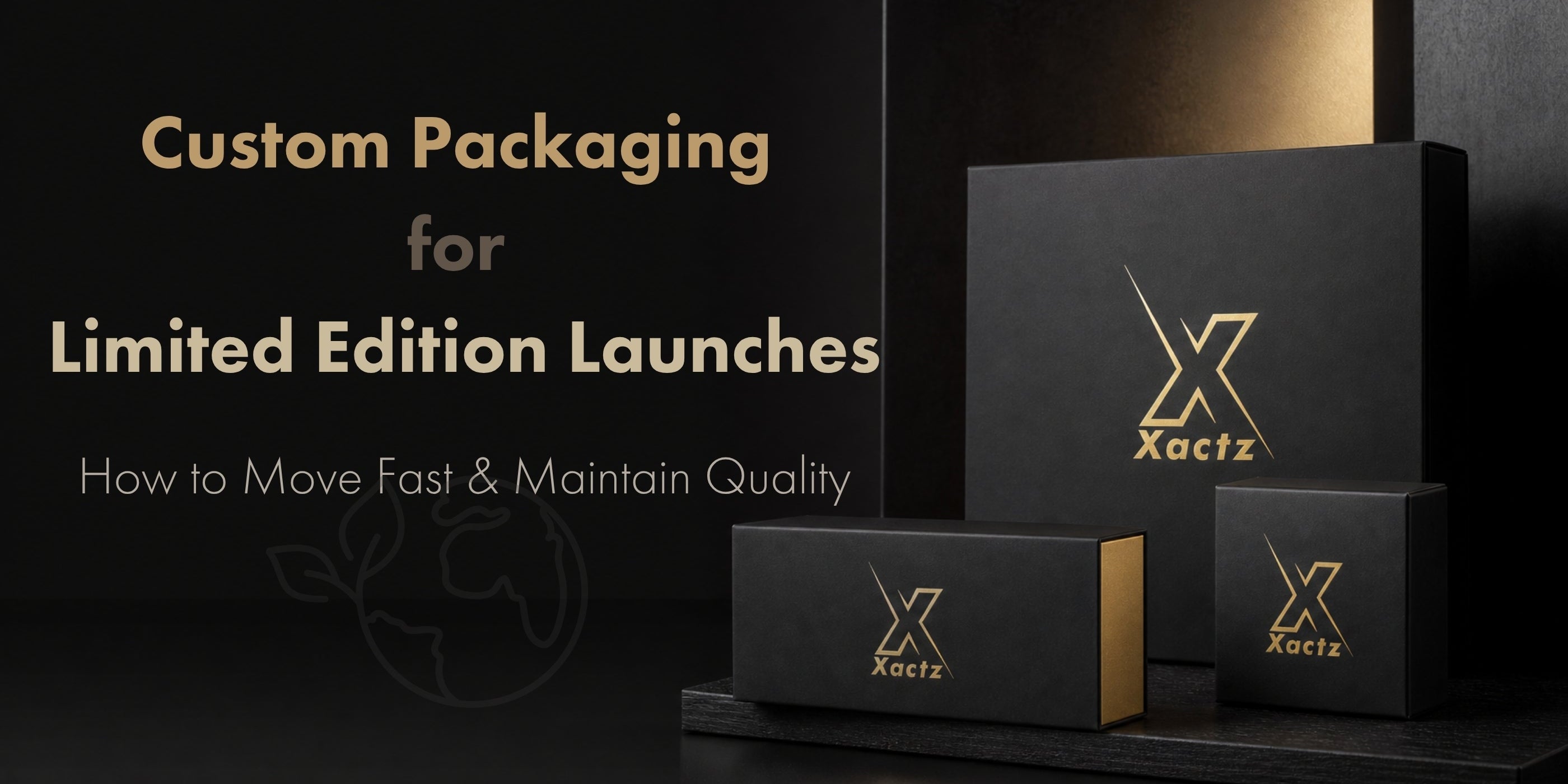 Xactz custom luxury packaging boxes with gold foil stamped logos for limited edition product launches.