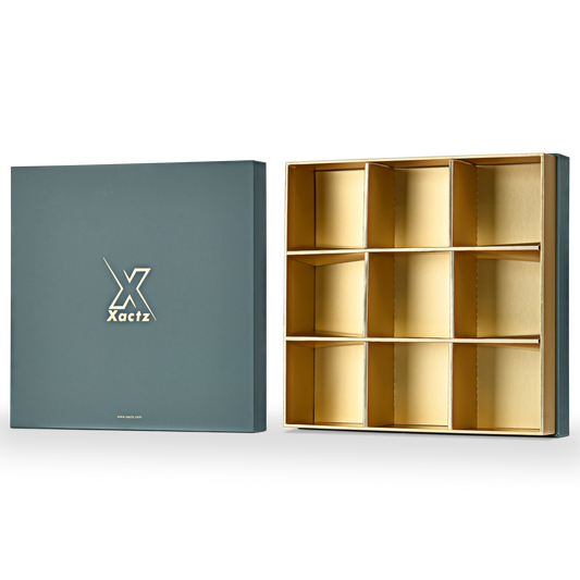 Boîte de luxe personnalisée avec couvercle et base vert foncé, emballage intérieur à trois couches