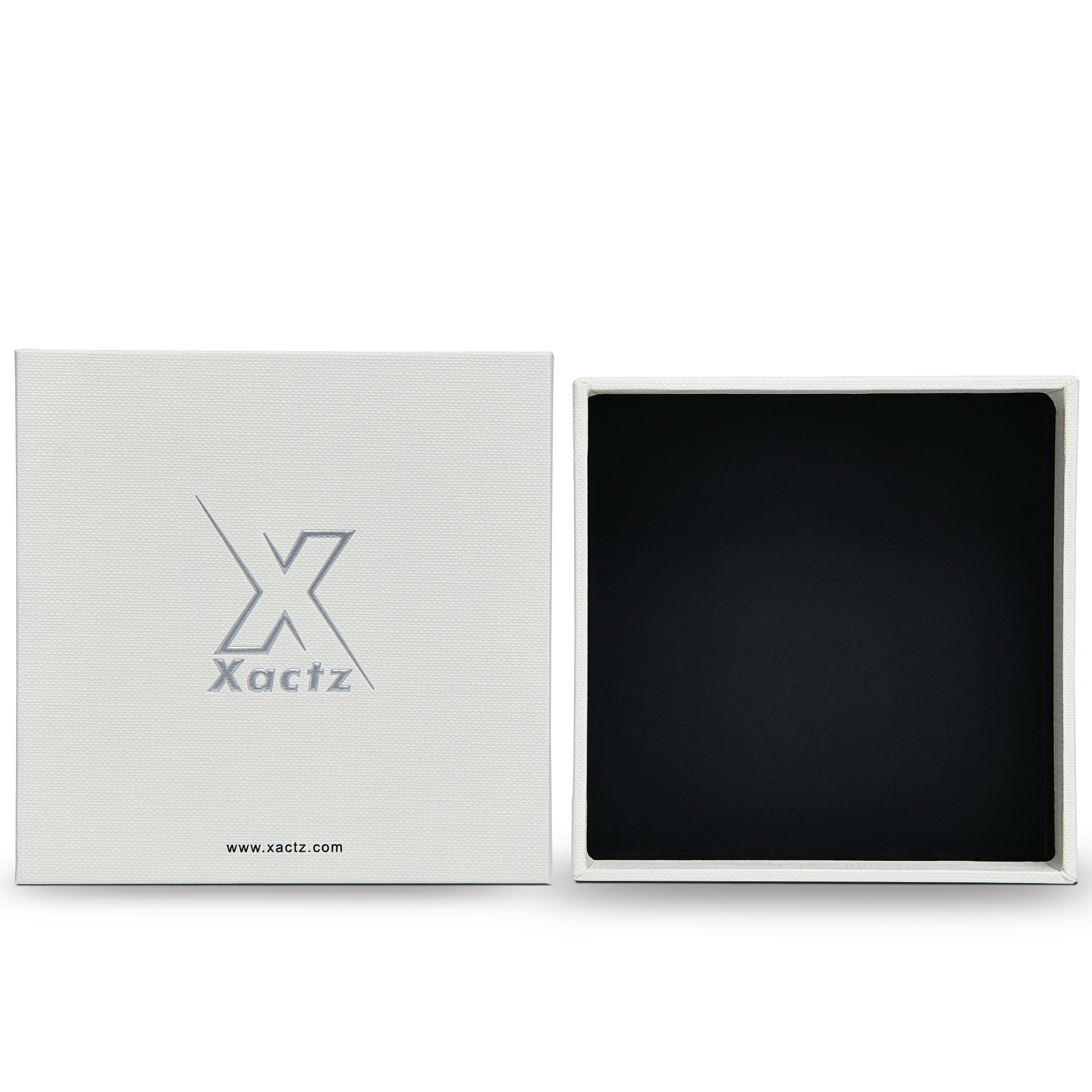 Confezione Regalo di Lusso Off-White Testurizzata con Coperchio e Base Premium Imbottiti in Argento a Caldo