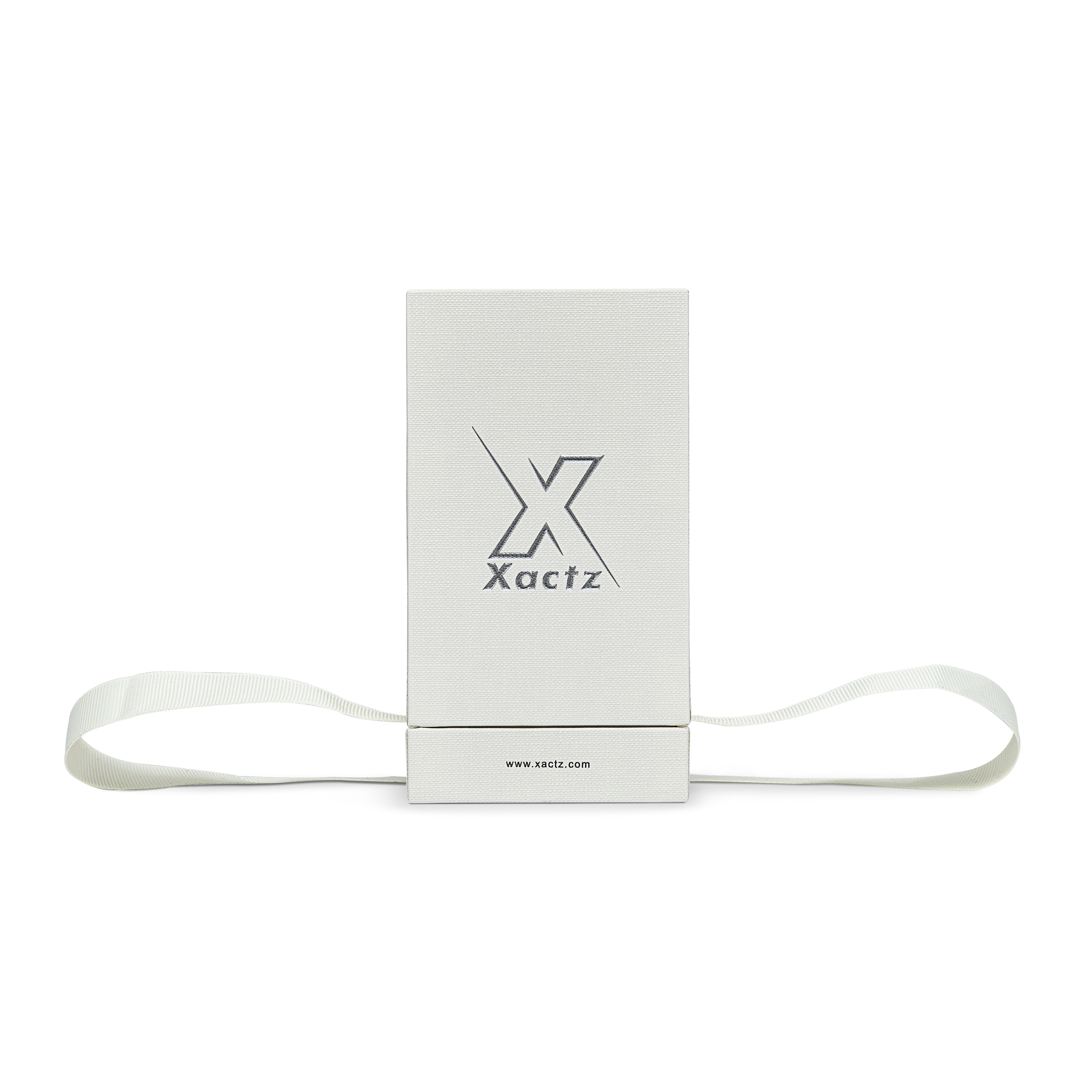 Emballage Luxe Sur Mesure Boîtes Très Hautes Crème Blanc Argent Brillant Gaufré Fermeture Ruban