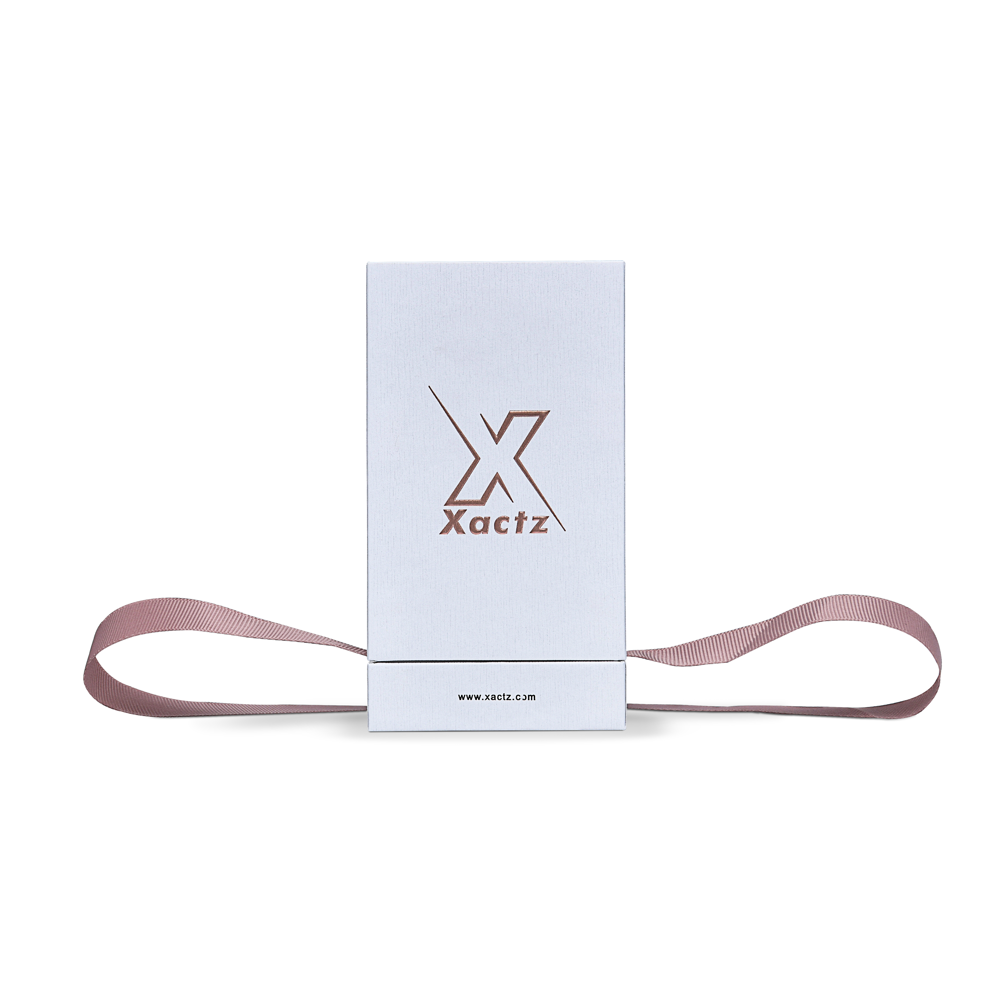Boîtes extra hautes de luxe personnalisées en or blanc gaufré avec fermeture à ruban