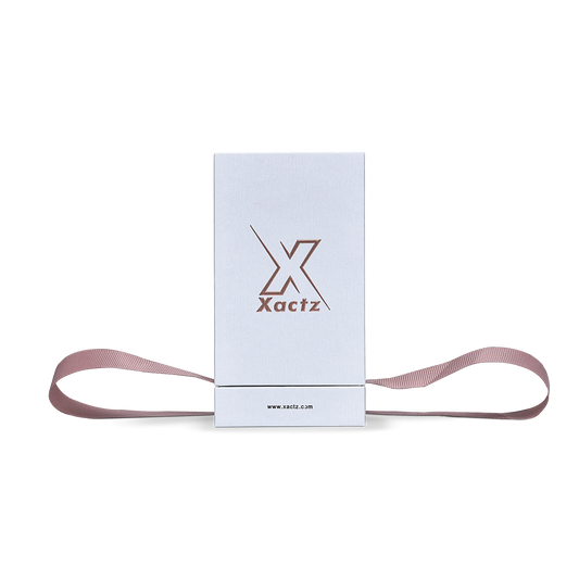 Premium Crystal White Textured Gold Embossed Hot Stamped Extra Tall Rigid Gift Box with Ribbon Closure