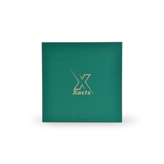 Emballage de luxe personnalisé avec boîte à base couvercle vert, feuille d'or et pelliculage mat