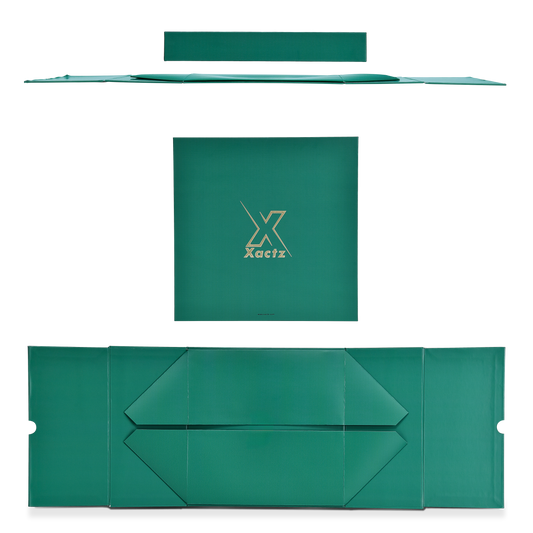 Emballage de luxe personnalisé avec boîte à base couvercle vert, feuille d'or et pelliculage mat