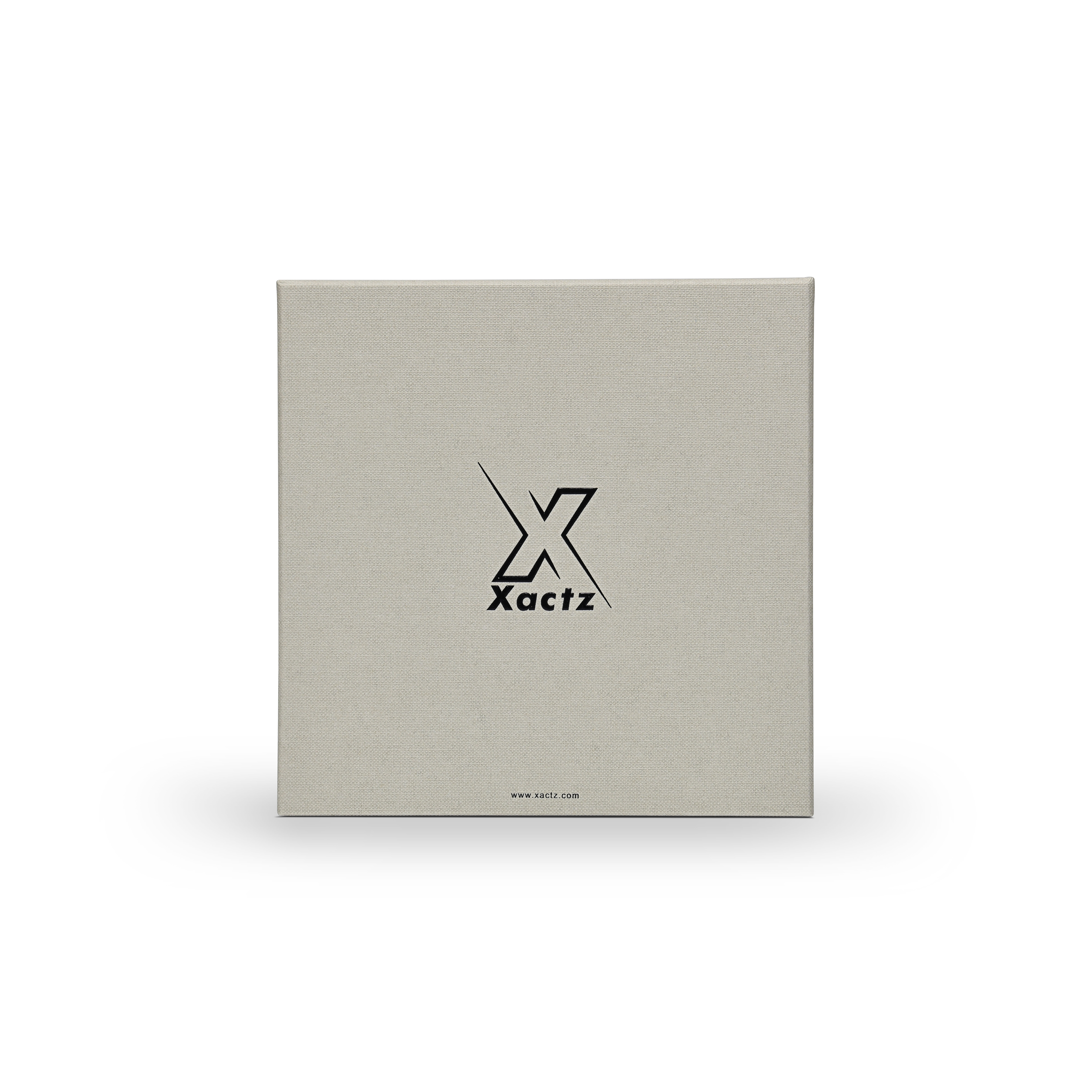 Boîte Cadeau Luxe Personnalisée en Lin Gris Tiroir Feuille Noire Intérieur Crème