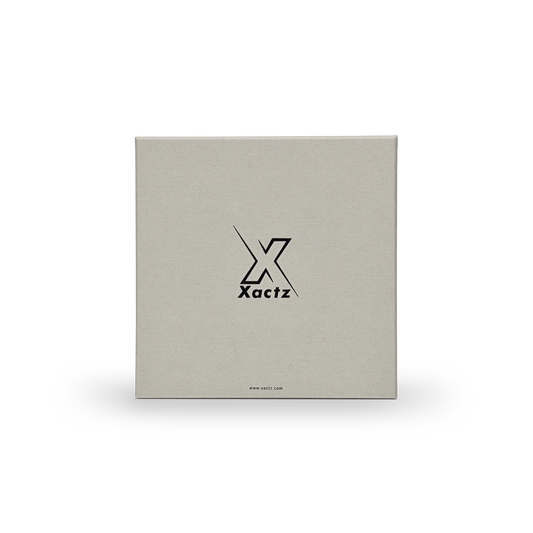 Boîte Cadeau Luxe Personnalisée en Lin Gris Tiroir Feuille Noire Intérieur Crème