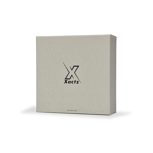 Boîte Cadeau Luxe Personnalisée en Lin Gris Tiroir Feuille Noire Intérieur Crème