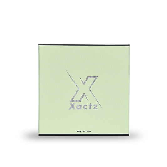 Boîtes cadeaux de luxe personnalisées en lin vert clair avec couvercle et base carrés estampillés argent vif