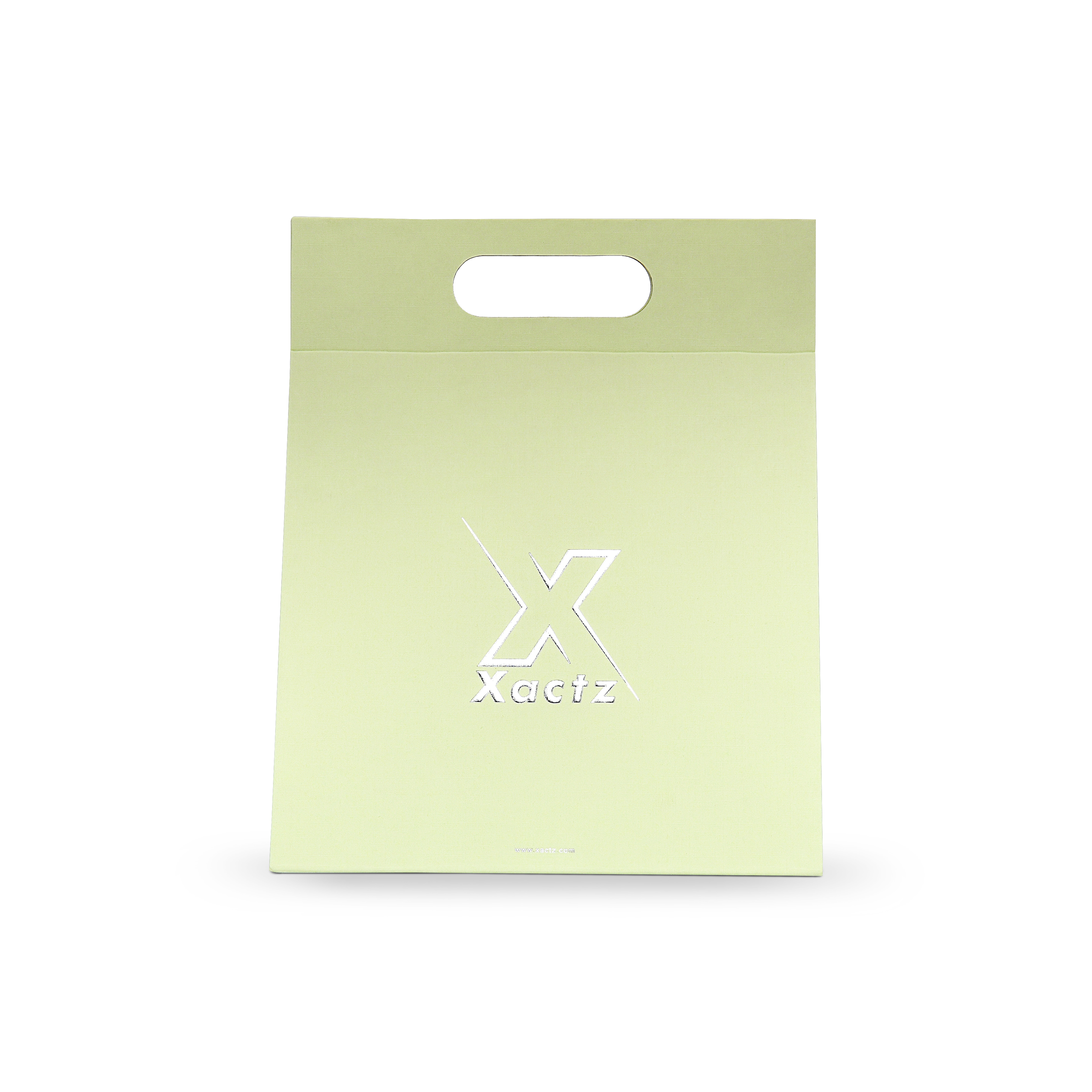 Boîte de luxe personnalisée vert clair avec poignée découpée et emballage en aluminium argenté