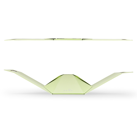 Boîte de luxe personnalisée vert clair avec poignée découpée et emballage en aluminium argenté