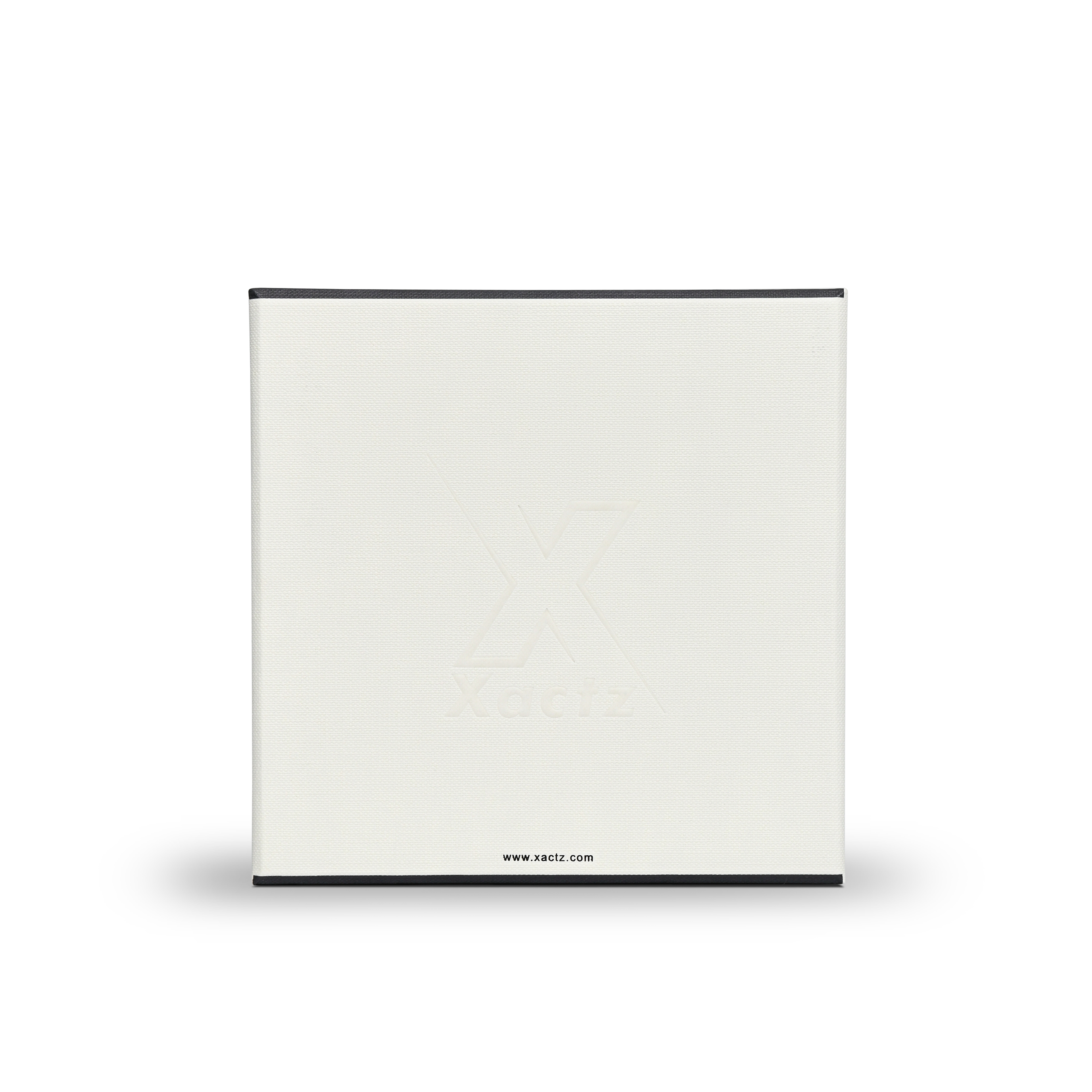 Boîtes cadeaux de luxe personnalisées en lin blanc cassé avec couvercle et base carrés gaufrés