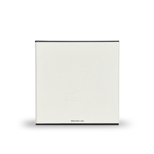 Boîtes cadeaux de luxe personnalisées en lin blanc cassé avec couvercle et base carrés gaufrés