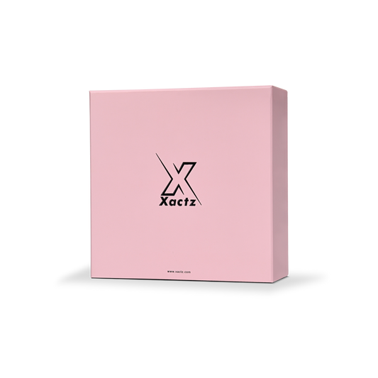 Boîte cadeau tiroir de luxe personnalisée rose avec intérieur noir coordonné en feuille d'aluminium
