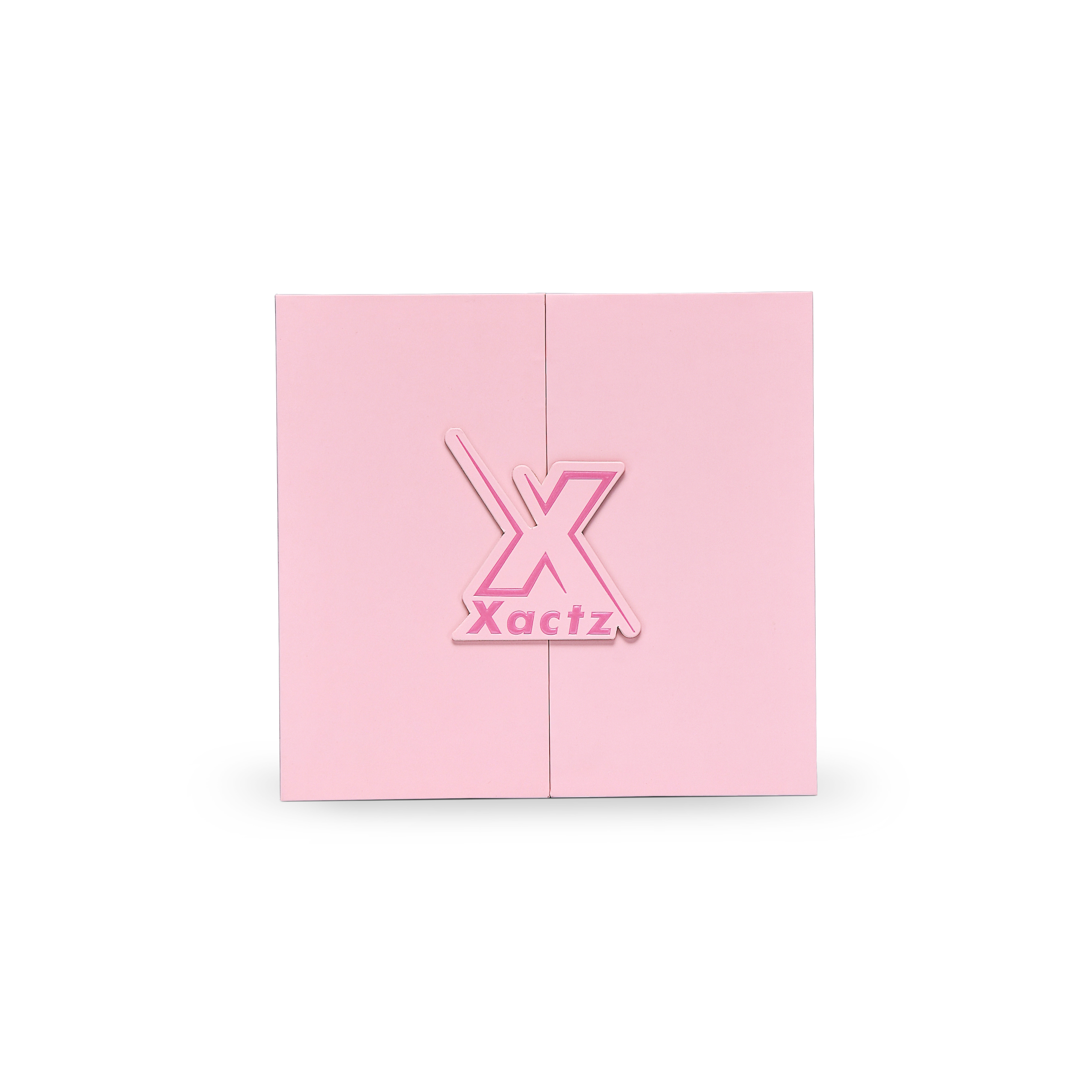 Coffret cadeau de luxe rose haut de gamme avec couvercle à charnière, estampé à l'or rose et intérieur à trois compartiments