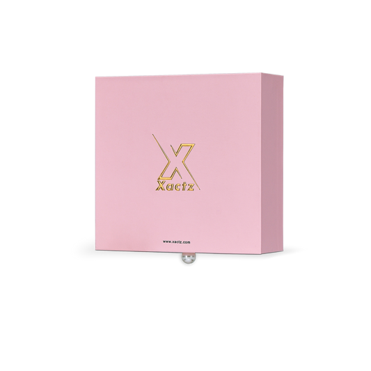 Coffret Cadeau Luxe Rose Premium Lisse Tiroir avec Dorure Mat Gaufrée et Poignée Perle Métal