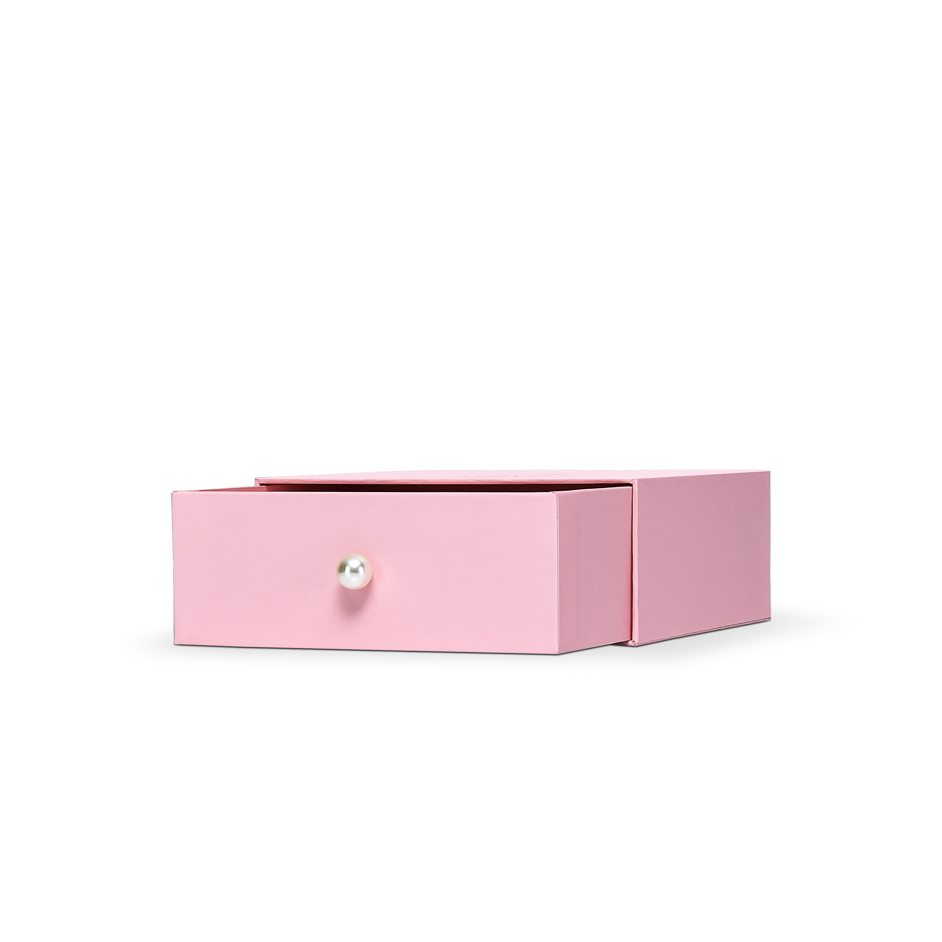Scatola regalo di lusso rosa premium, liscia, a cassetto, con lamina d'oro opaca in rilievo e manico in perla metallica