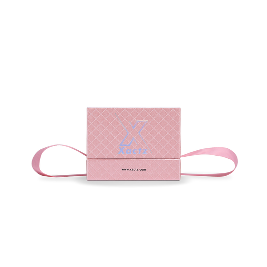 Boîtes moyennes de luxe personnalisées roses, arc-en-ciel, argent gaufré, fermeture à ruban
