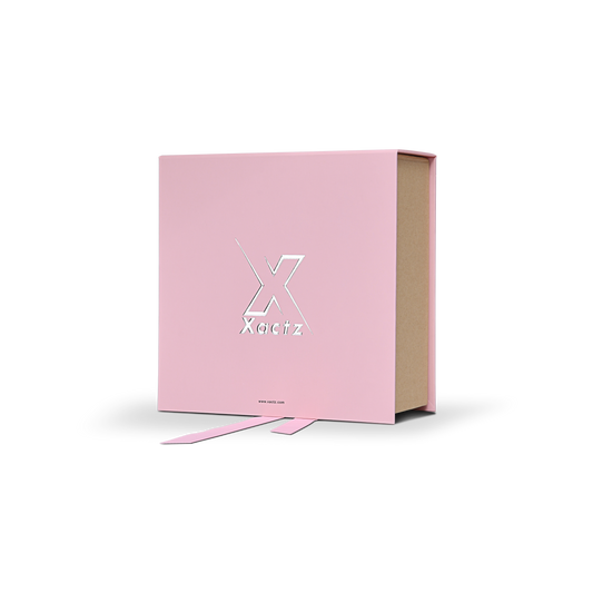 Boîte à livres pliable de luxe personnalisée rose, doublure en satin, ruban, emballage à feuille d'argent