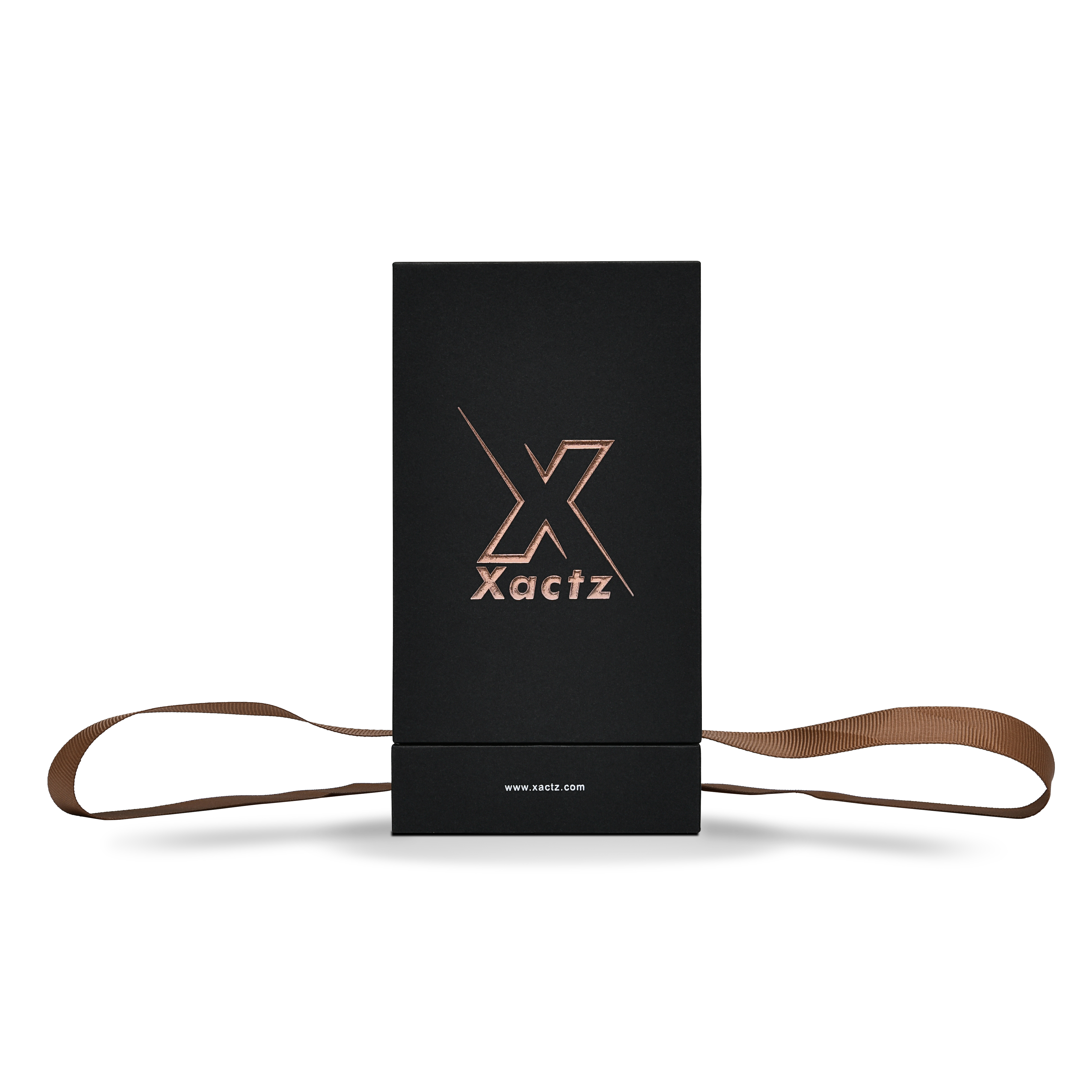 Boîtes de luxe personnalisées noires et or rose gaufrées très hautes avec fermeture à ruban