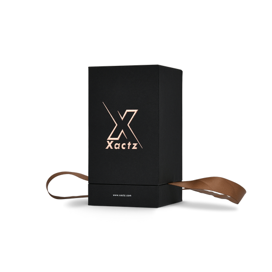 Pure Brand Inspiration Essence Elegant Texture Black Rose Gold Embossed Extra Tall Rigid Gift Box with Ribbon Closure