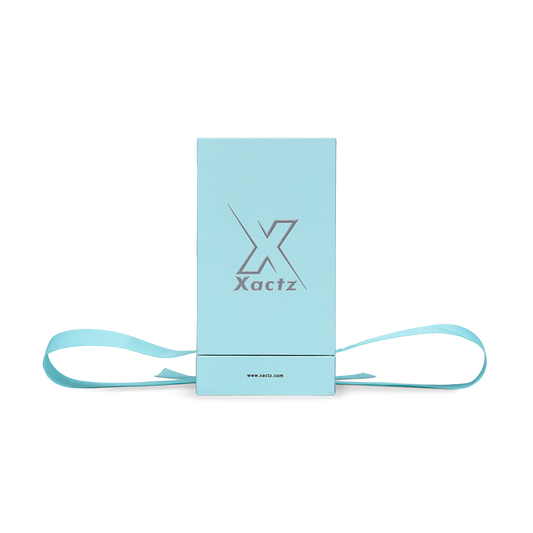Pure Brand Inspiration Essence Freedom Texture Sky Blue Matte Silver Embossed Extra Tall Rigid Gift Box with Ribbon Closure