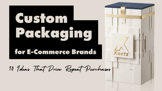 Xactz Blog 13 banner, Custom Packaging for E-Commerce Brands 10 Ideas That Drive Repeat Purchases with ivory geometric rigid box.