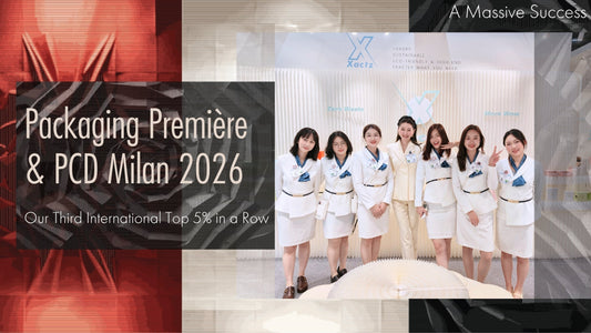 Xactz team at Packaging Première PCD Milan 2026 Stand A68 B67 Allianz MiCO third consecutive top 5 success luxury packaging manufacturer