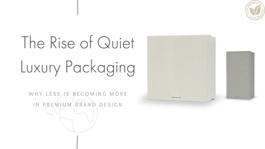 Xactz quiet luxury packaging design featuring minimalist uncoated paper rigid boxes with blind debossing on a clean white background