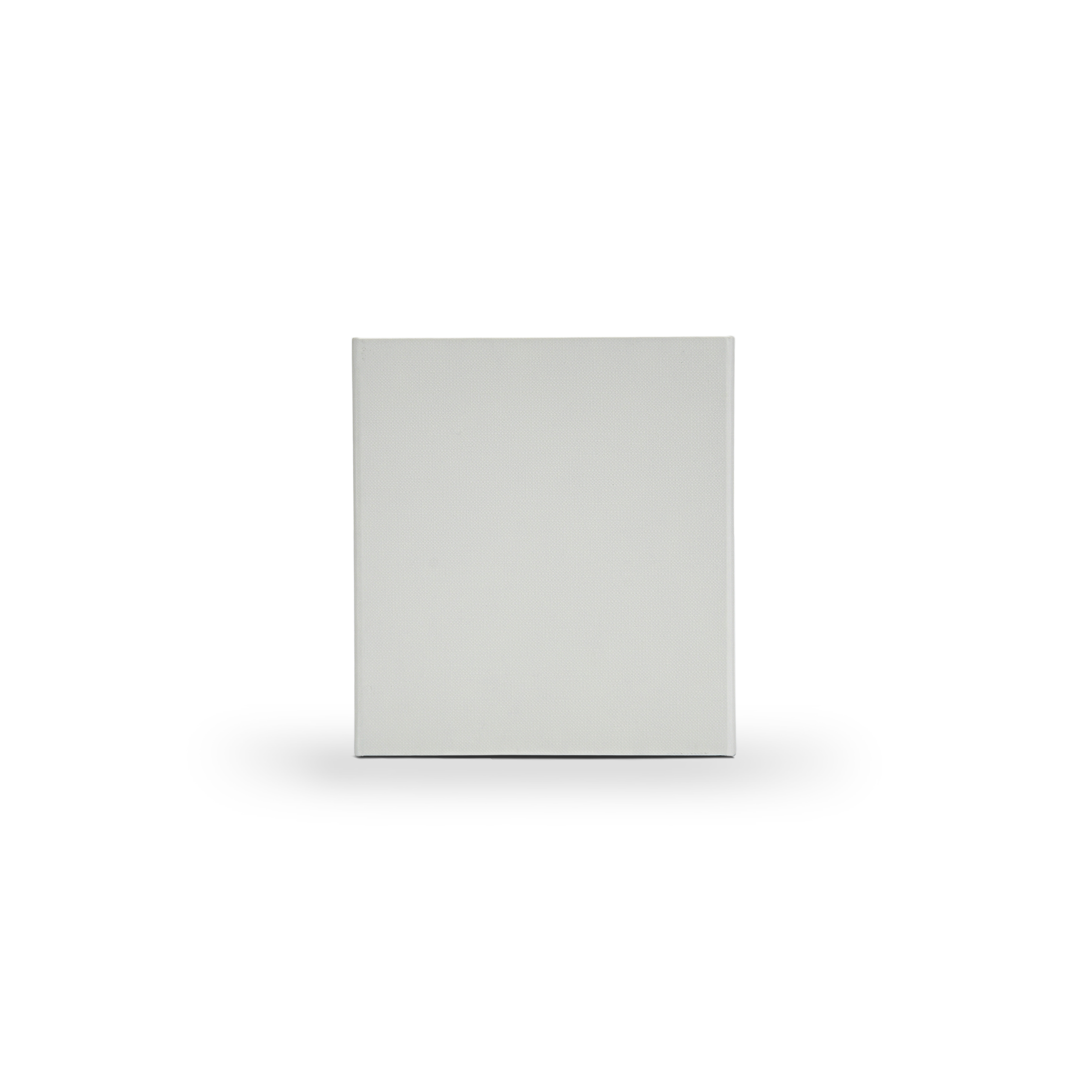 Flat bottom view of a custom house shaped foldable rigid packaging box showing the clean square base wrapped in premium cream white specialty paper