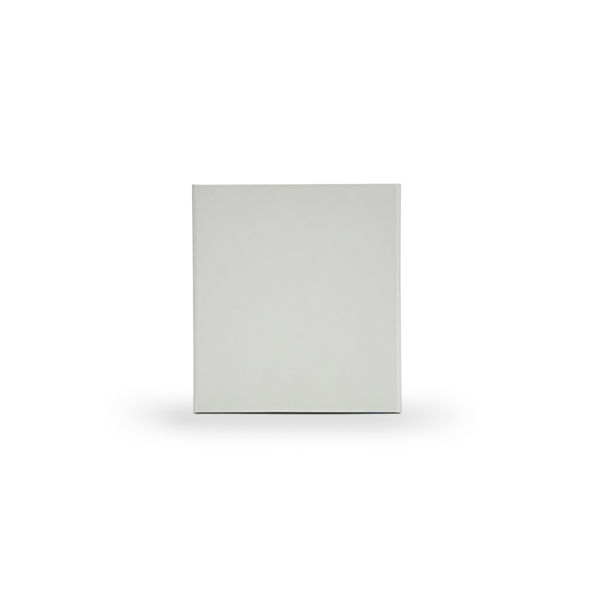 Flat bottom view of a custom house shaped foldable rigid packaging box showing the clean square base wrapped in premium cream white specialty paper