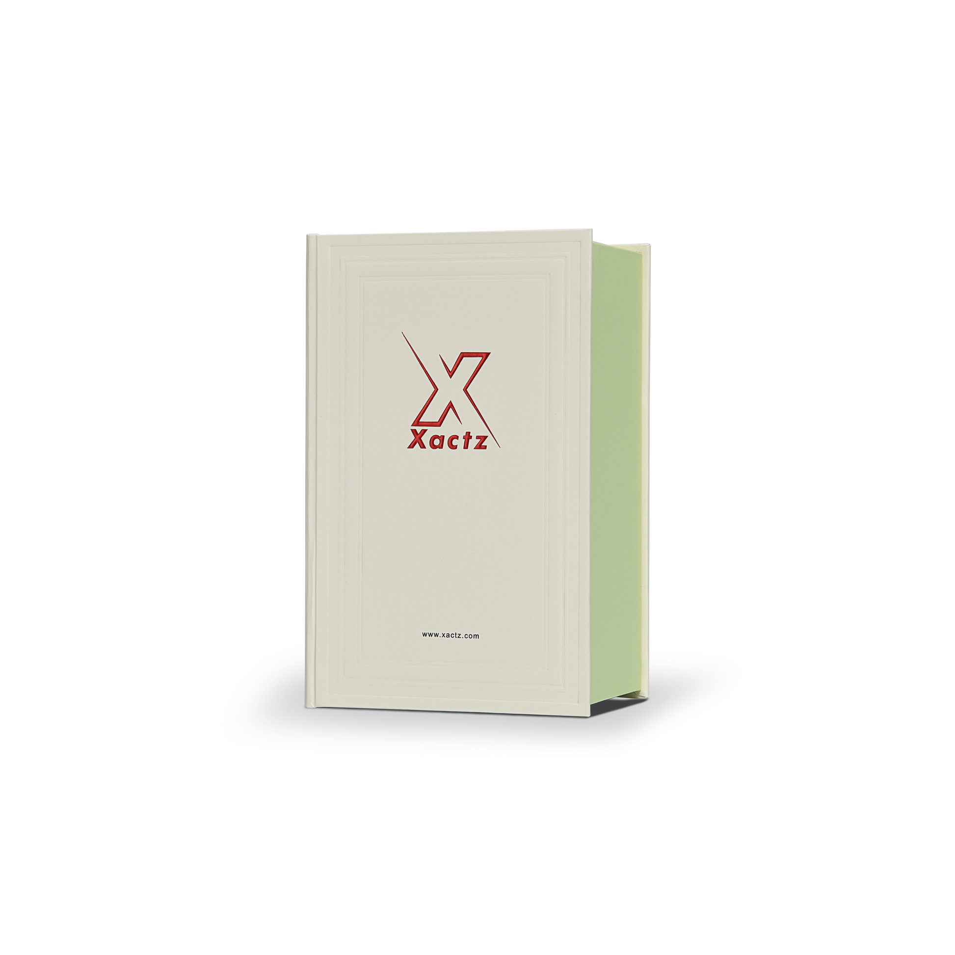 Cream Green Embossed Red Gold Foil Book-Shaped Luxury Gift Box with Premium Double Copper Paper and Rectangular Inner Tray