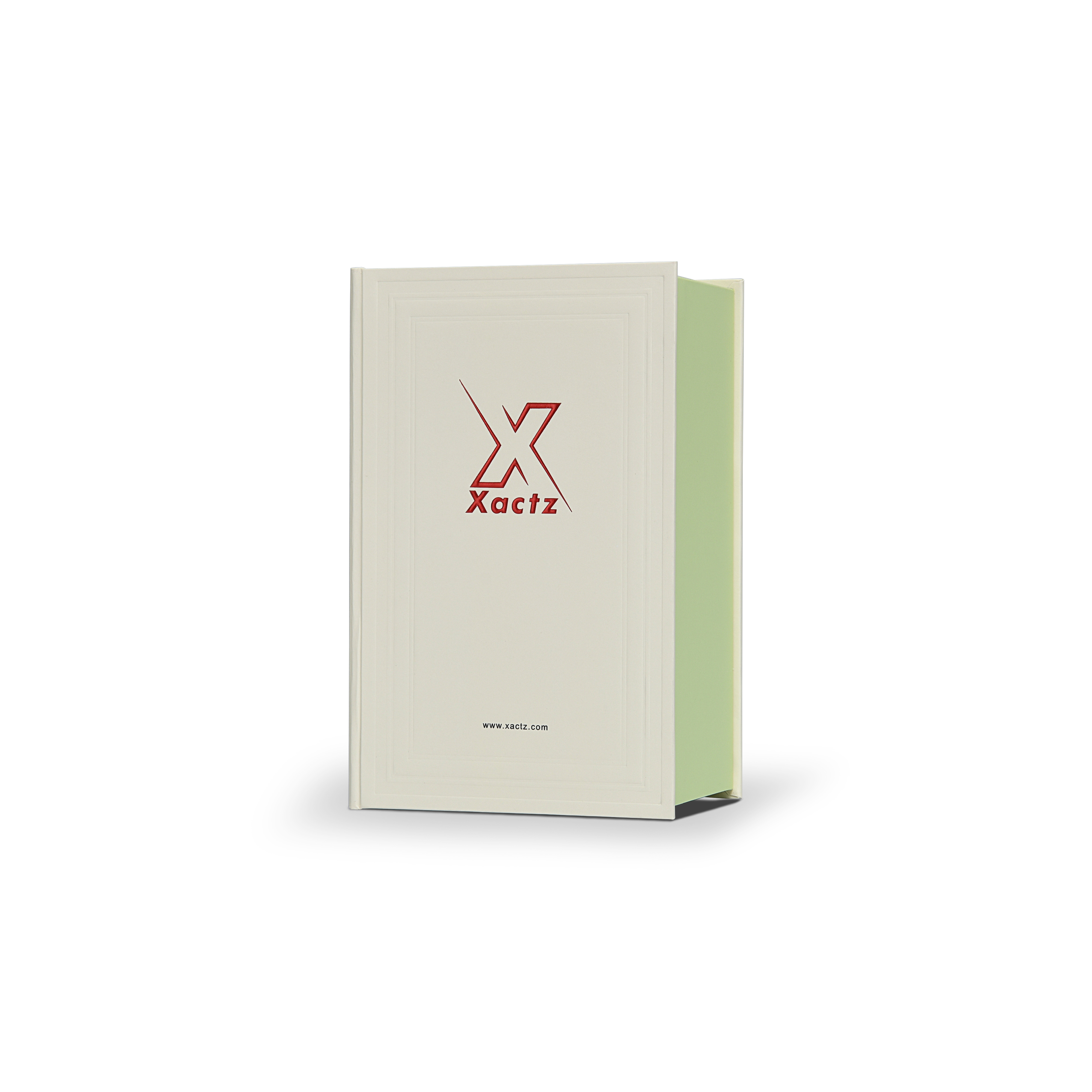 Cream Green Embossed Red Gold Foil Book-Shaped Luxury Gift Box with Premium Double Copper Paper and Rectangular Inner Tray