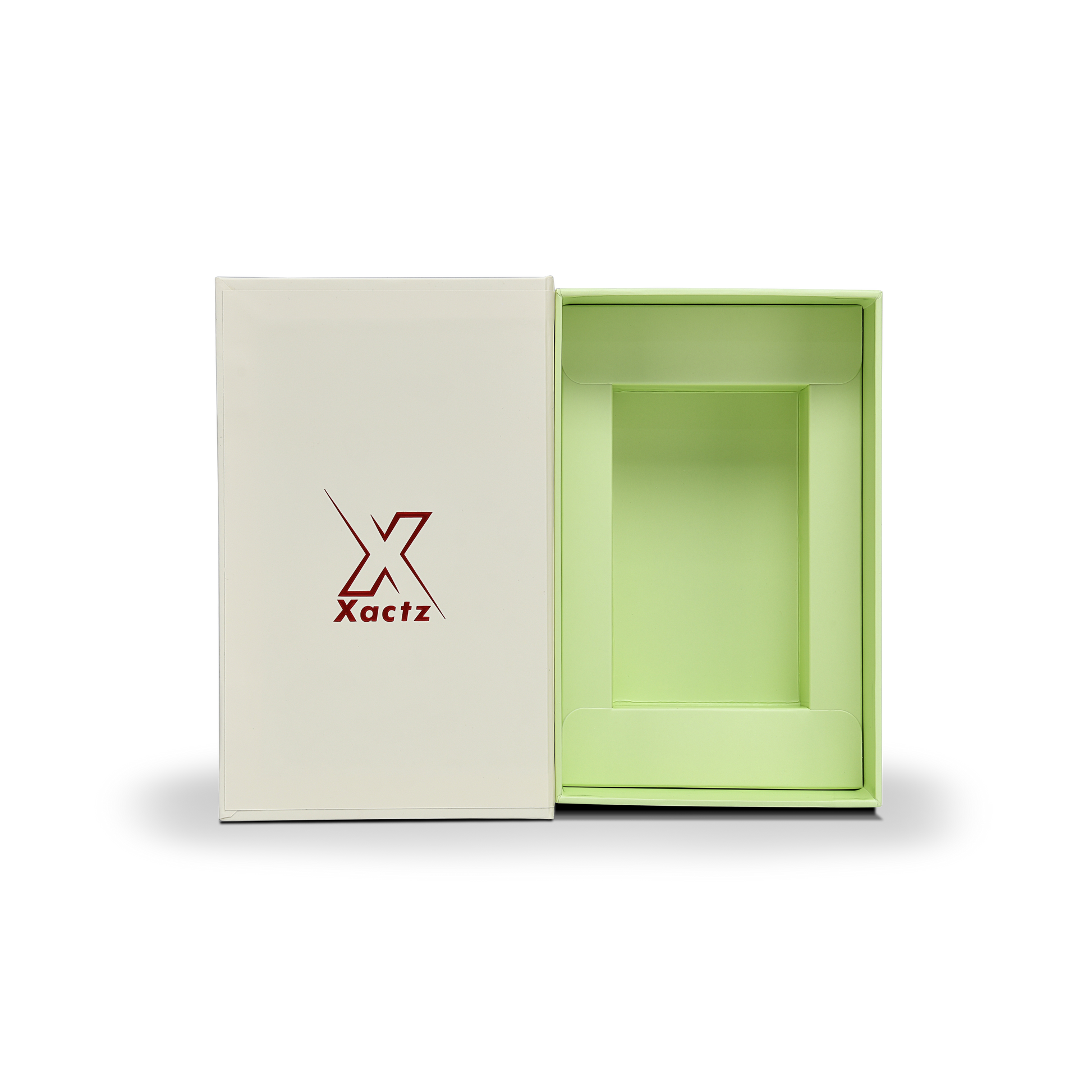 Cream Green Embossed Red Gold Foil Book-Shaped Luxury Gift Box with Premium Double Copper Paper and Rectangular Inner Tray