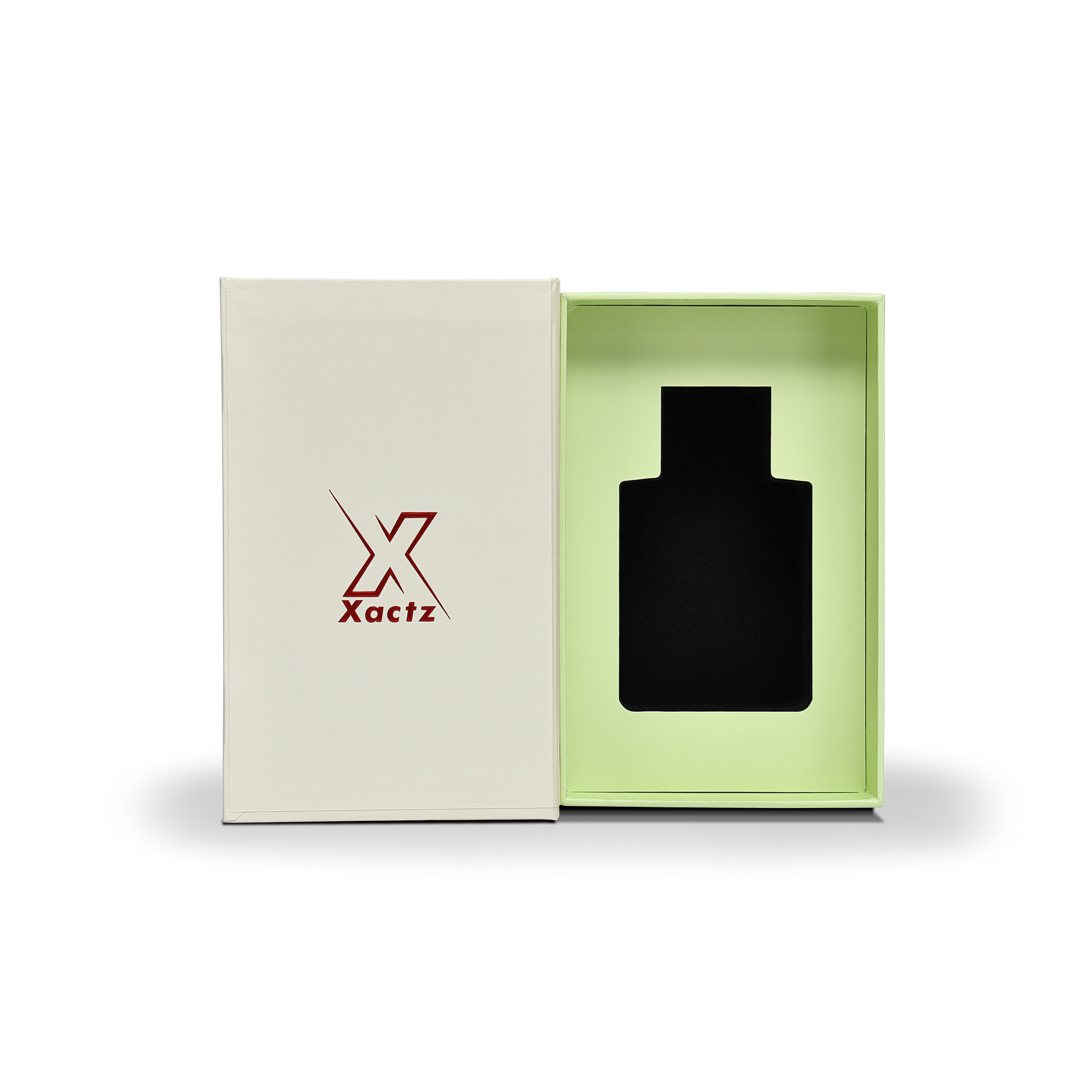 Cream Green Embossed Red Gold Foil Book-Shaped Luxury Gift Box with Double Copper Paper and Black EVA Inner Tray