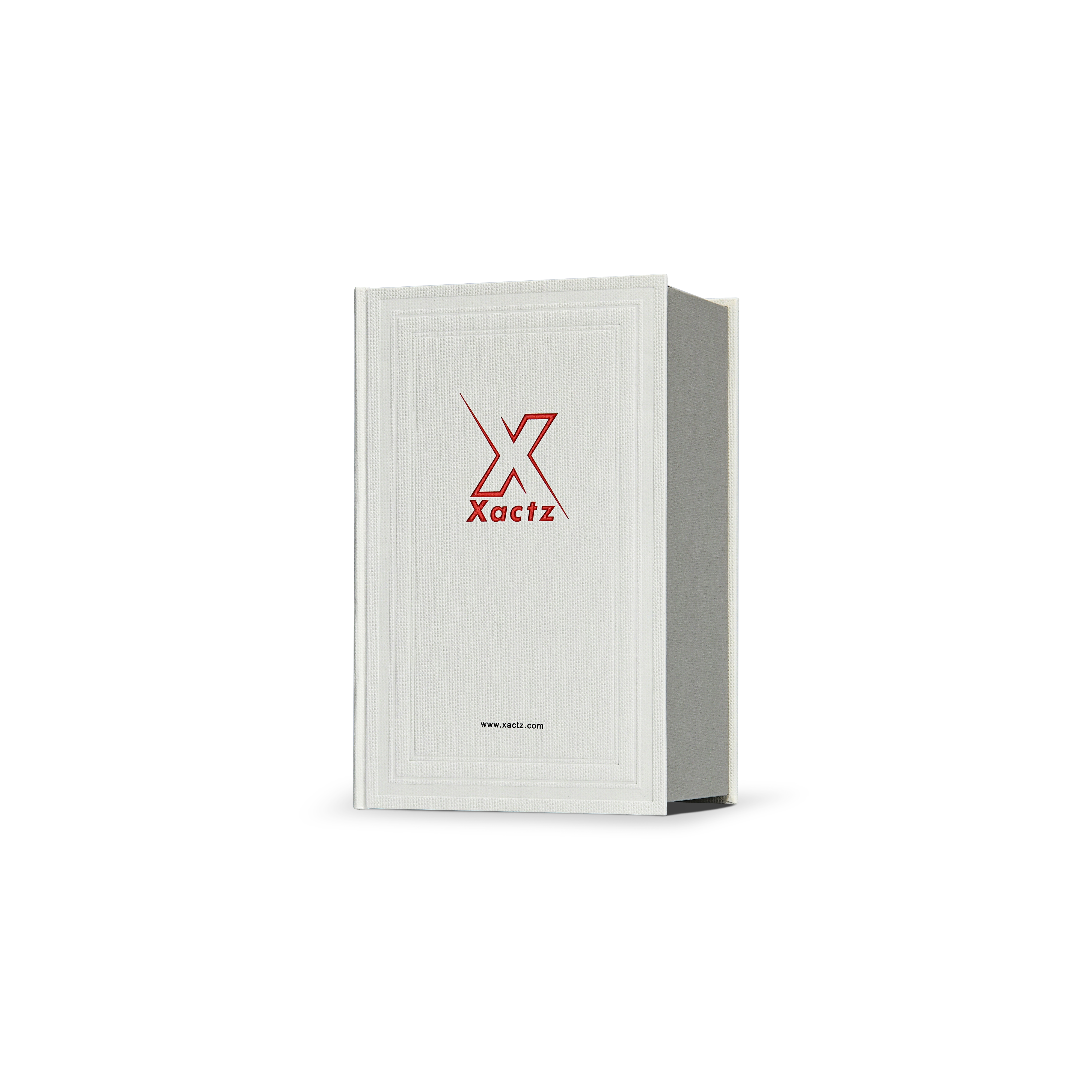 Cream Sage Grey Embossed Red Gold Foil Book-Shaped Luxury Gift Box with Elegant Lotus Texture and Black EVA Inner Tray