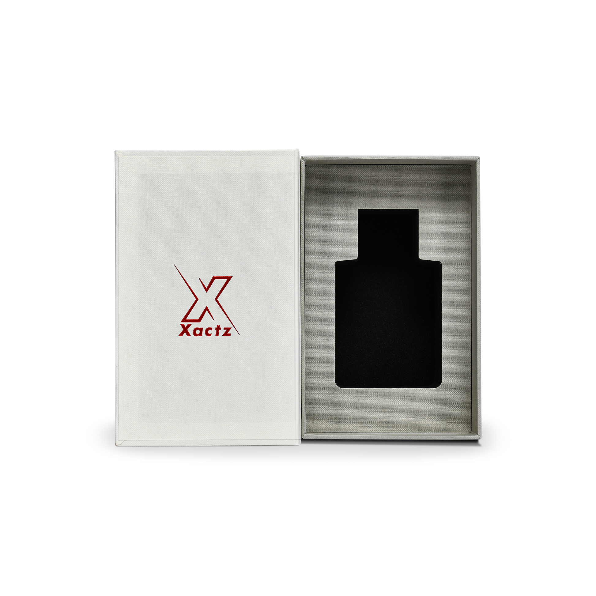 Cream Sage Grey Embossed Red Gold Foil Book-Shaped Luxury Gift Box with Elegant Lotus Texture and Black EVA Inner Tray