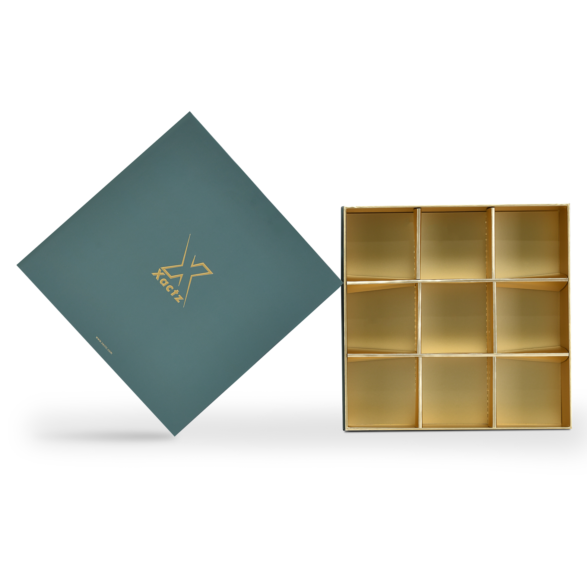 Luxury Custom Dark Green Lid Base Box Three Layer Interior Packaging