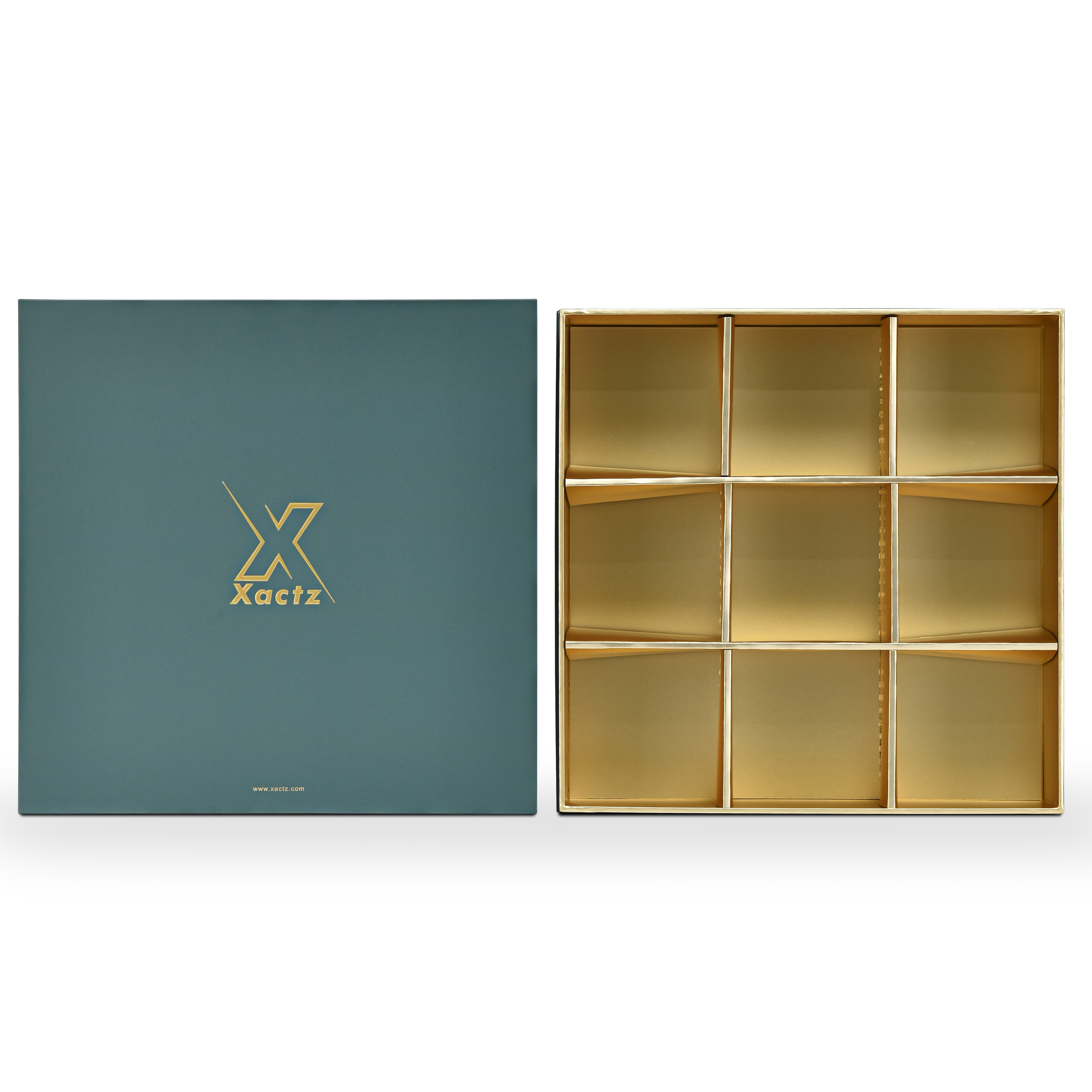 Luxury Custom Dark Green Lid Base Box Three Layer Interior Packaging