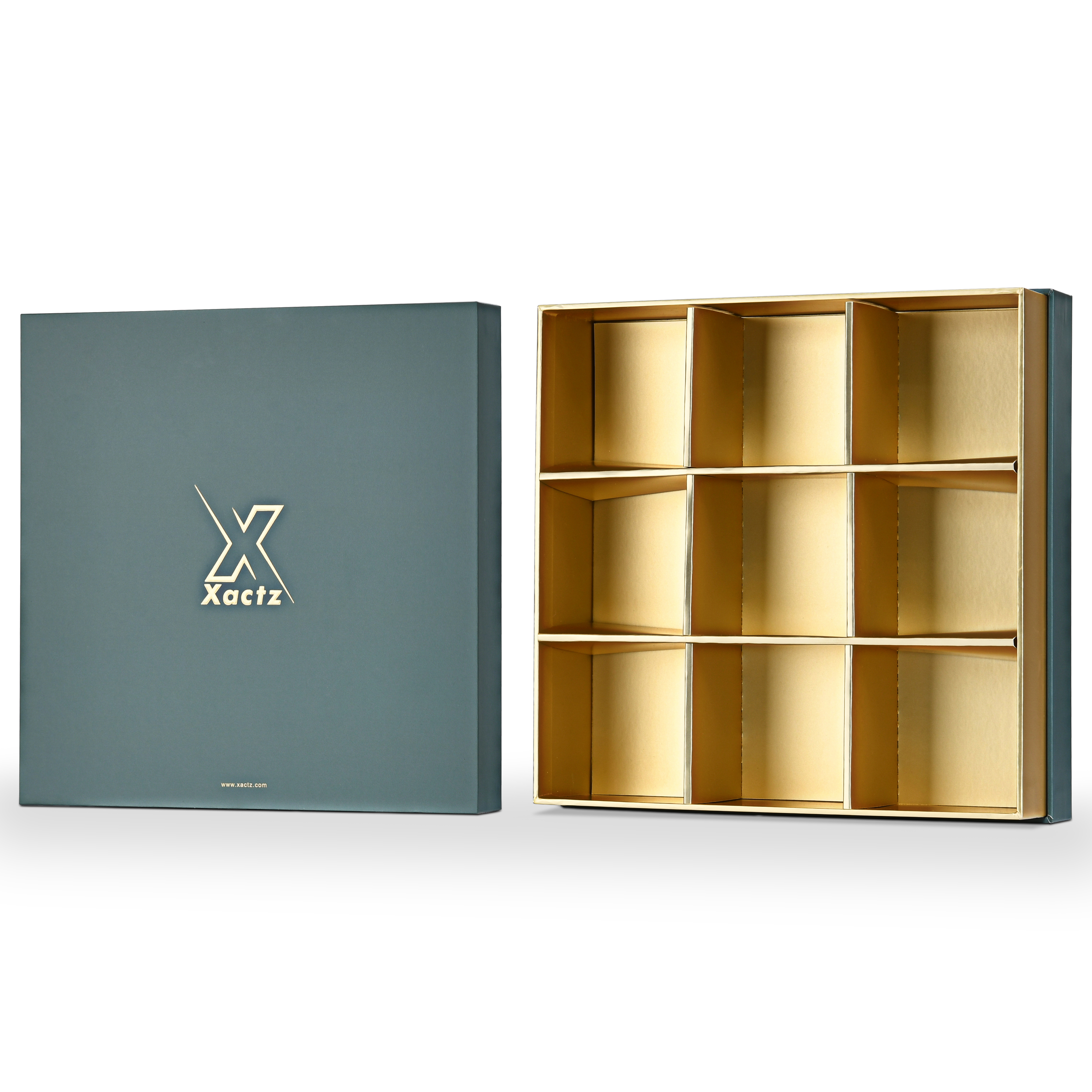 Luxury Custom Dark Green Lid Base Box Three Layer Interior Packaging