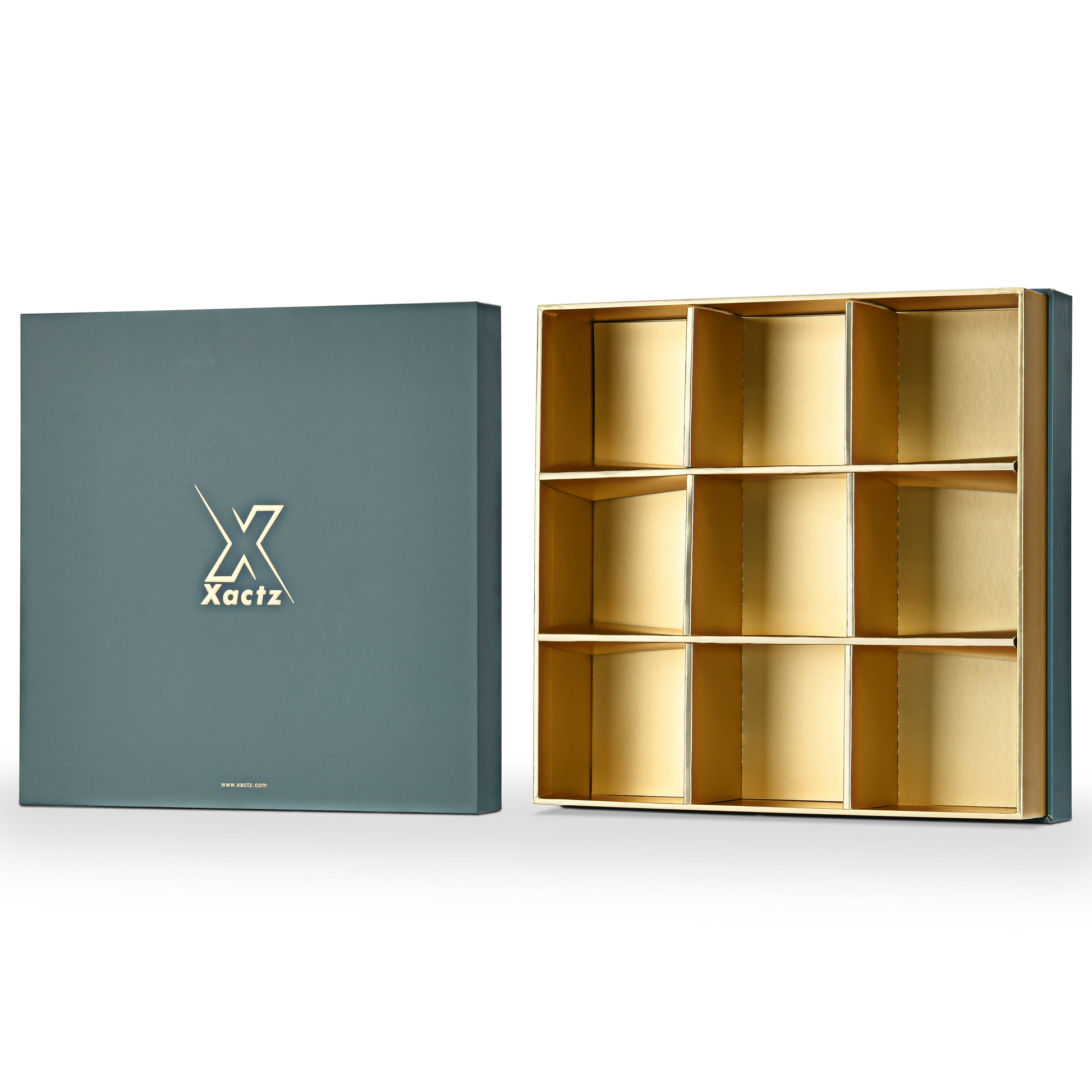 Luxury Custom Dark Green Lid Base Box Three Layer Interior Packaging