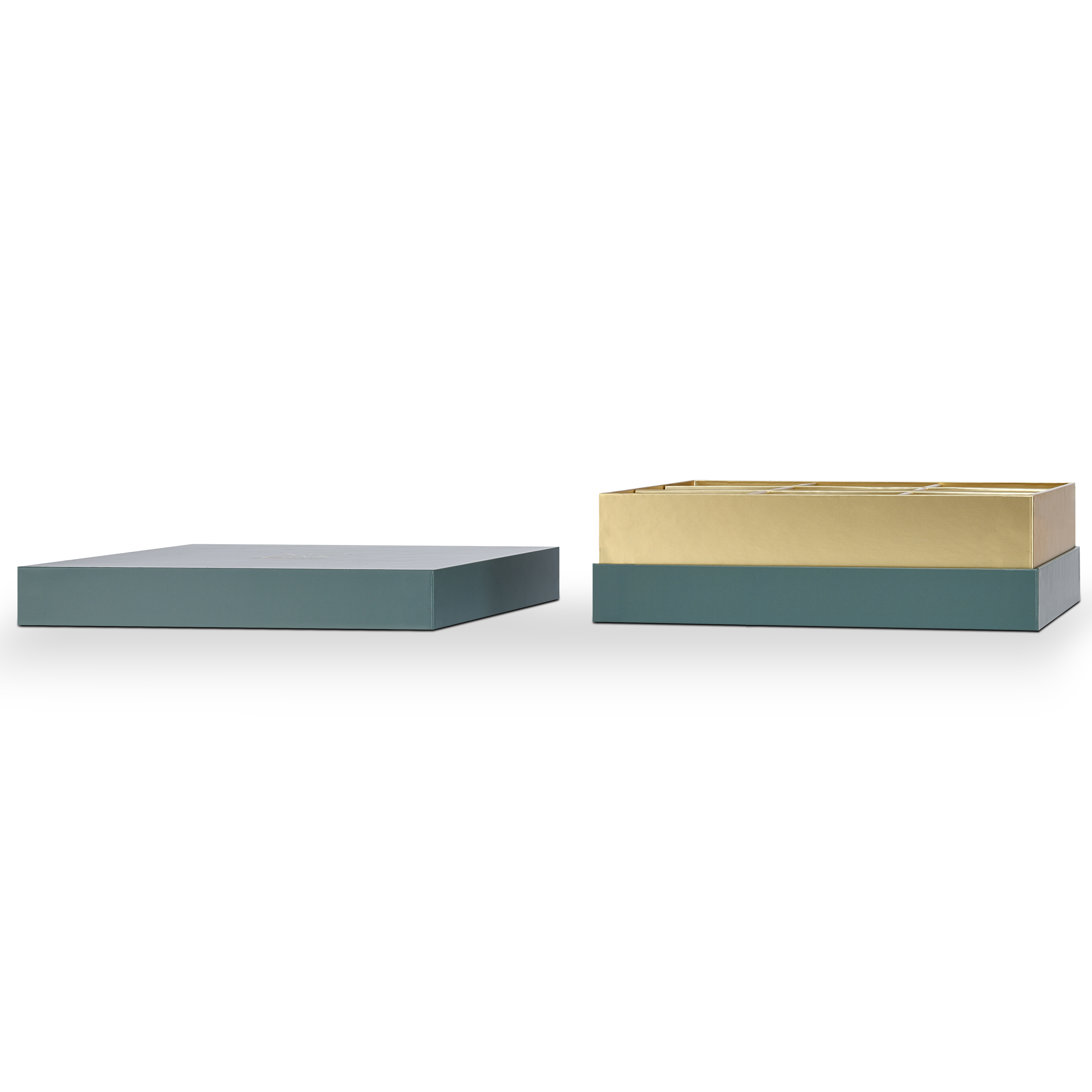 Luxury Custom Dark Green Lid Base Box Three Layer Interior Packaging