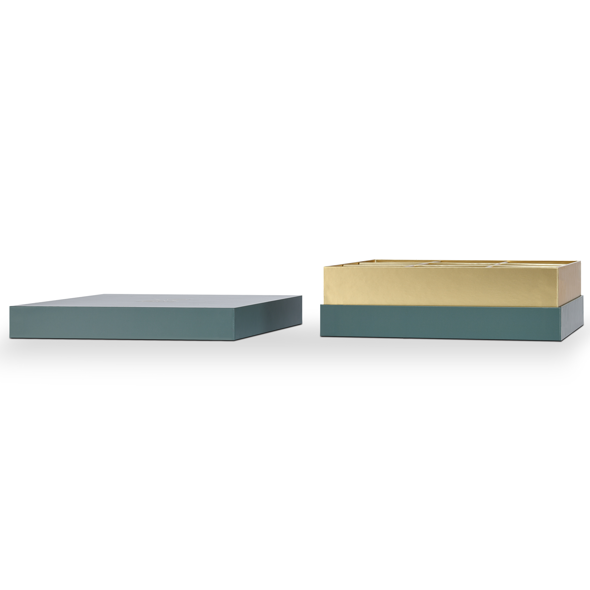 Luxury Custom Dark Green Lid Base Box Three Layer Interior Packaging
