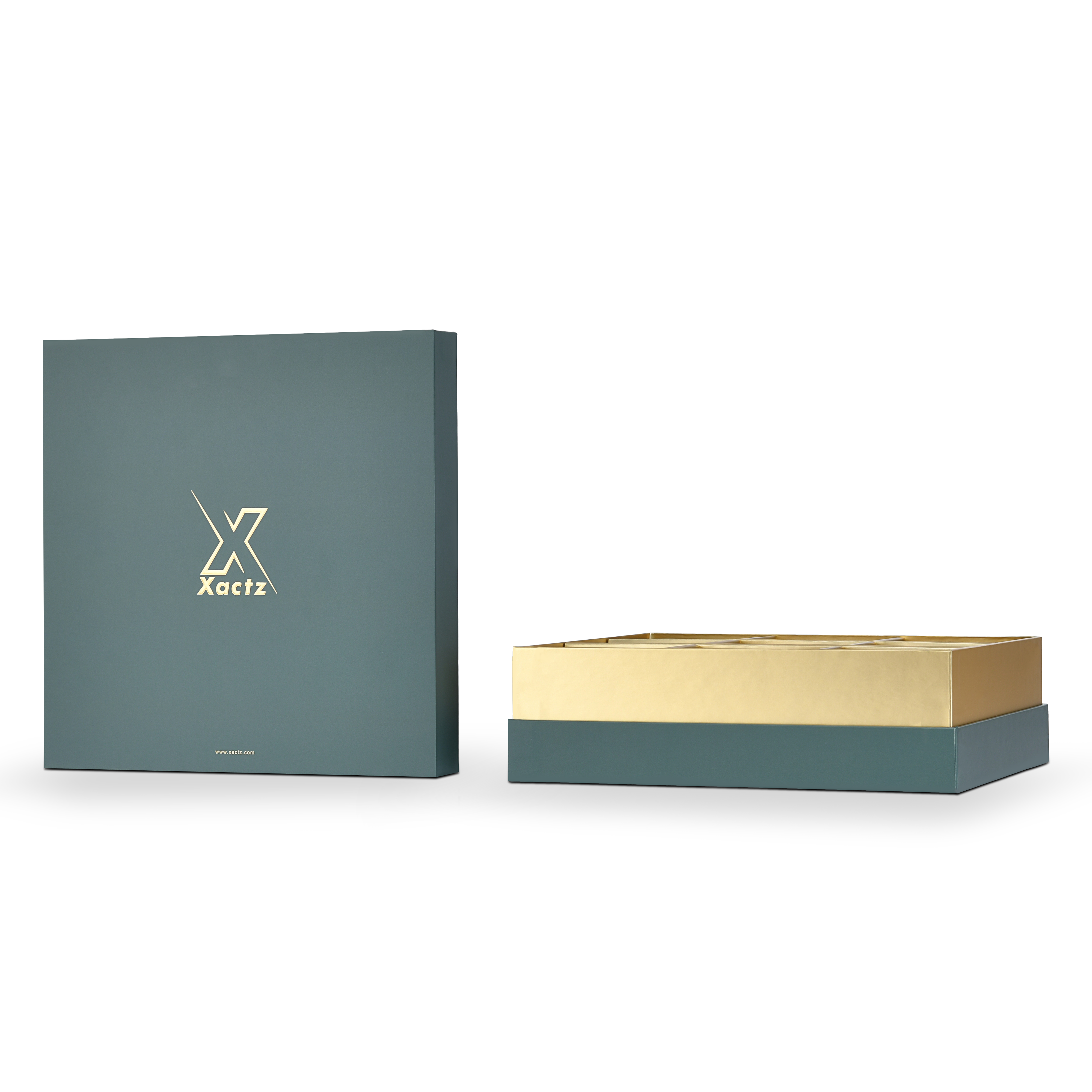Luxury Custom Dark Green Lid Base Box Three Layer Interior Packaging