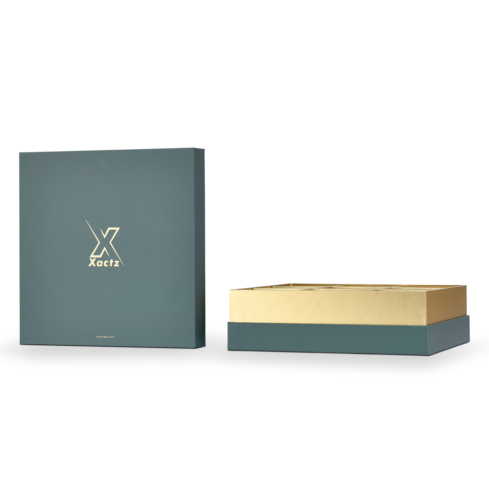 Luxury Custom Dark Green Lid Base Box Three Layer Interior Packaging