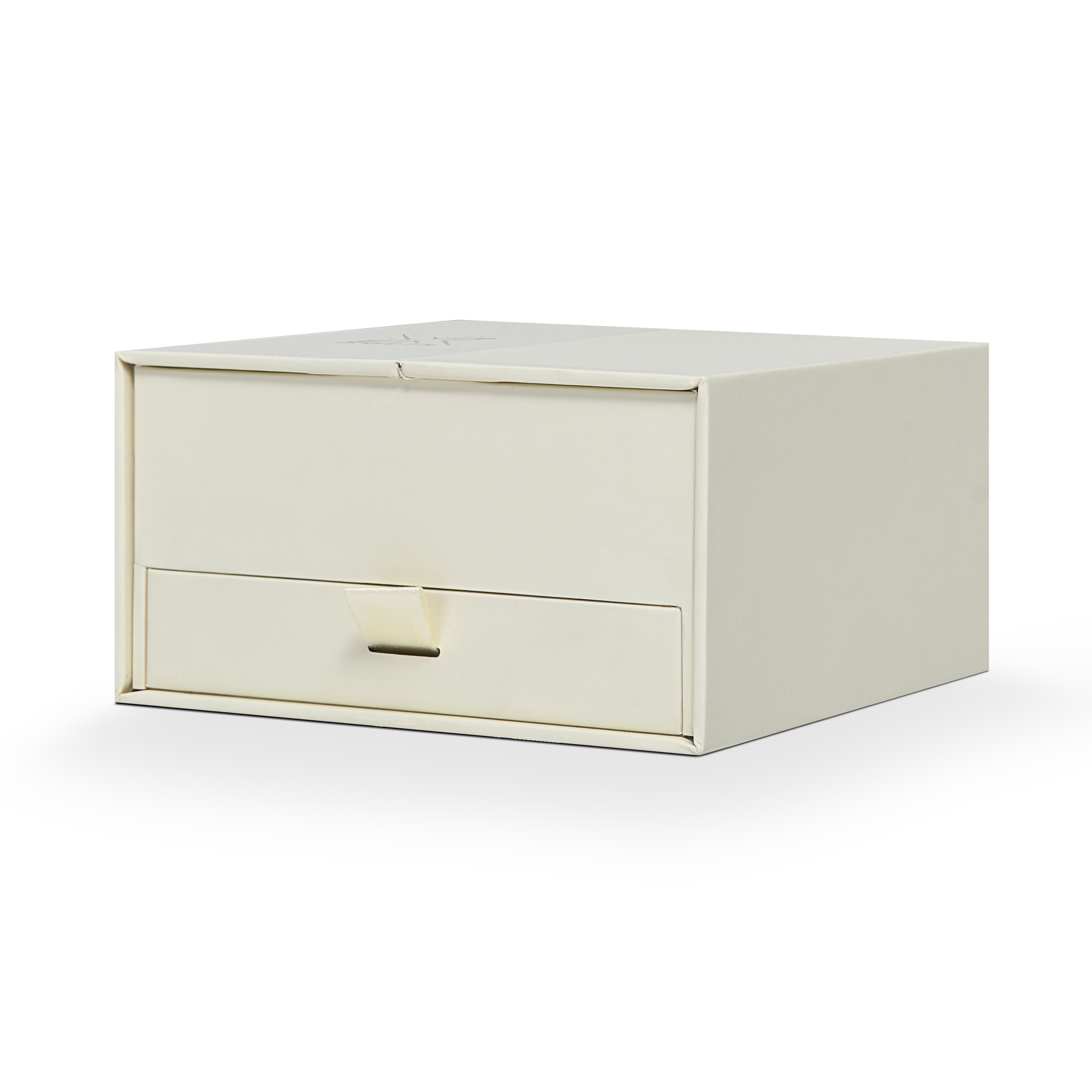 Emballage de luxe personnalisé en boîte à double porte beige avec feuille holographique