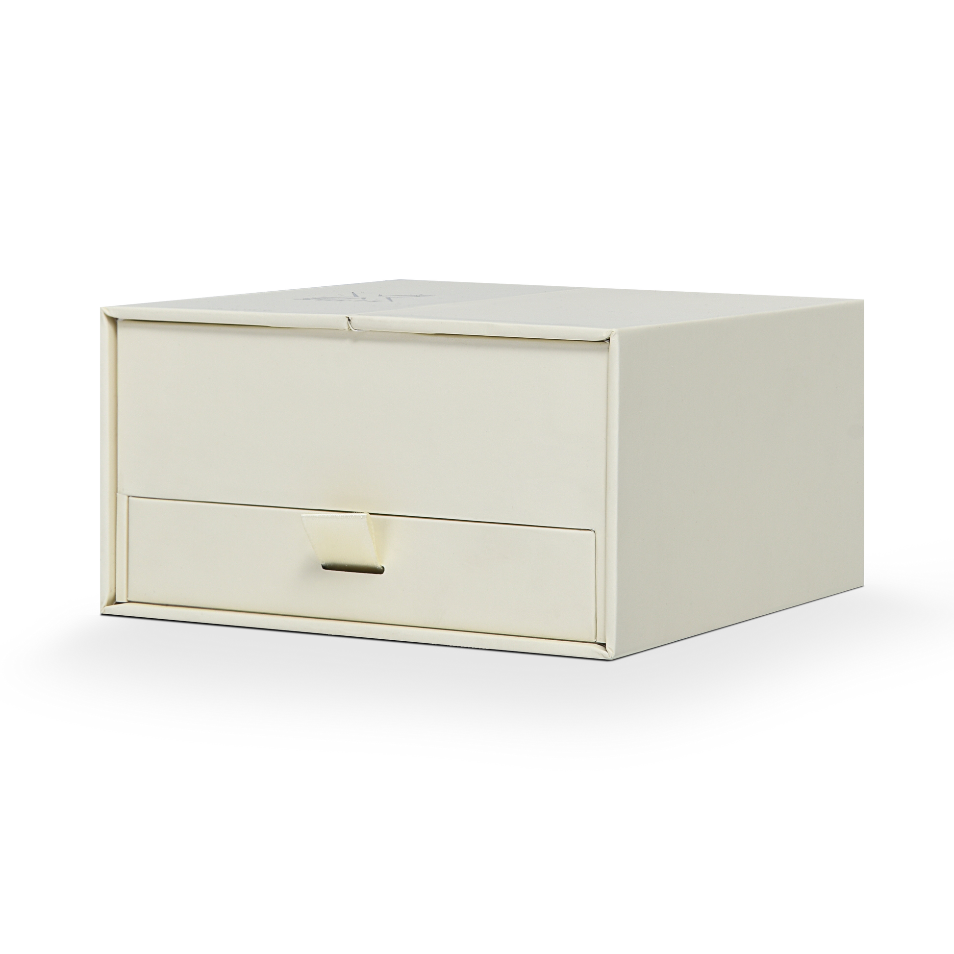 Emballage de luxe personnalisé en boîte à double porte beige avec feuille holographique