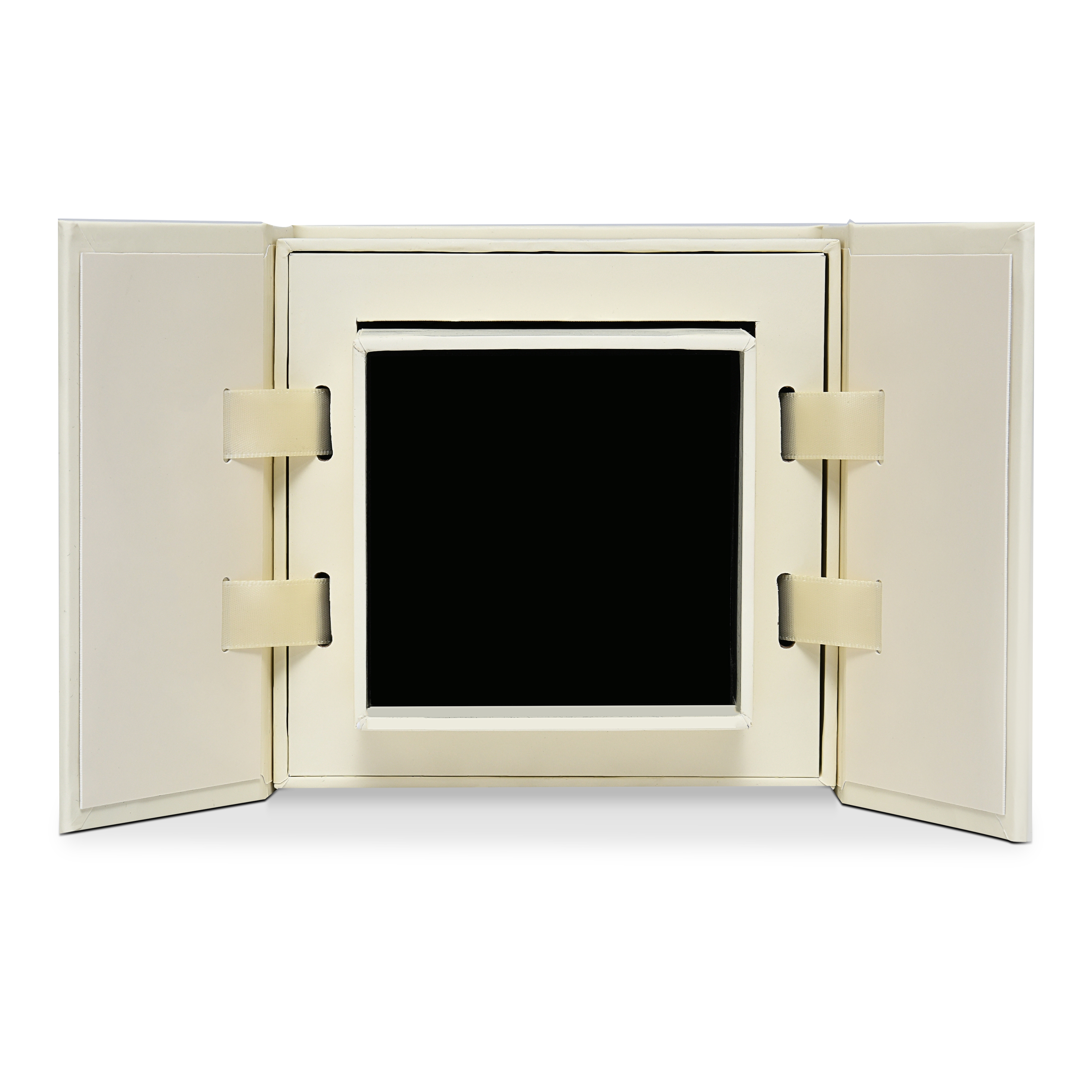Emballage de luxe personnalisé en boîte à double porte beige avec feuille holographique