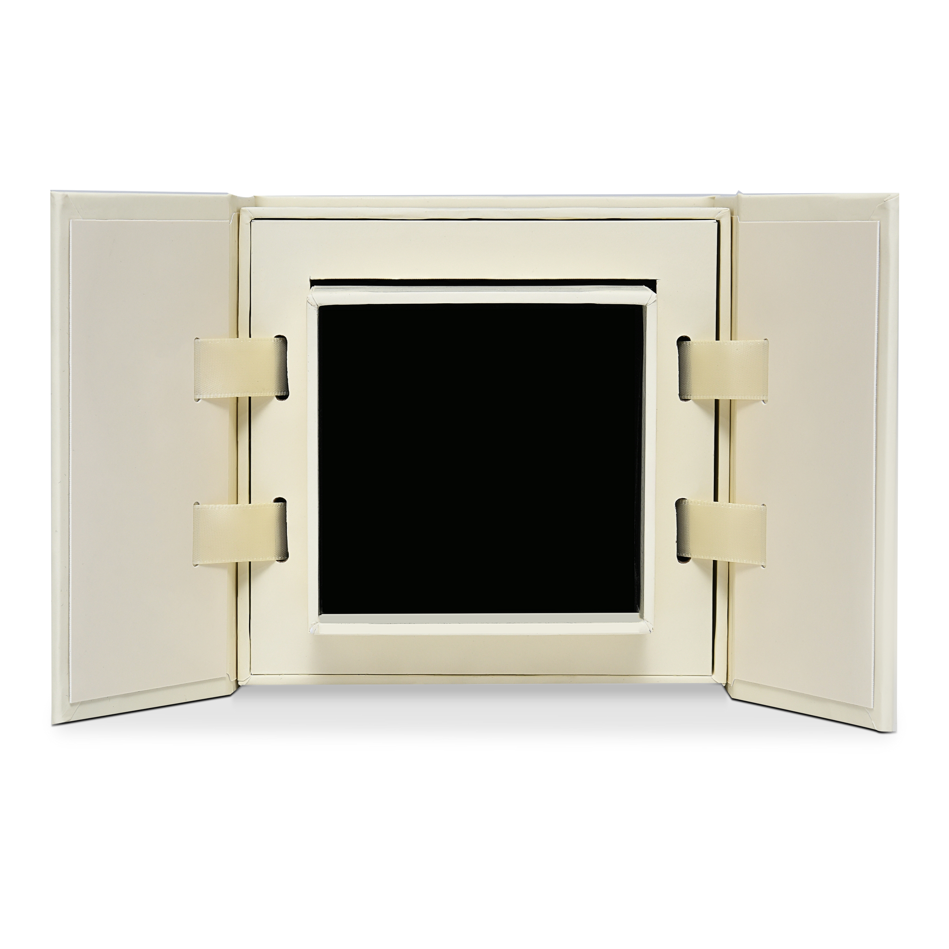 Emballage de luxe personnalisé en boîte à double porte beige avec feuille holographique