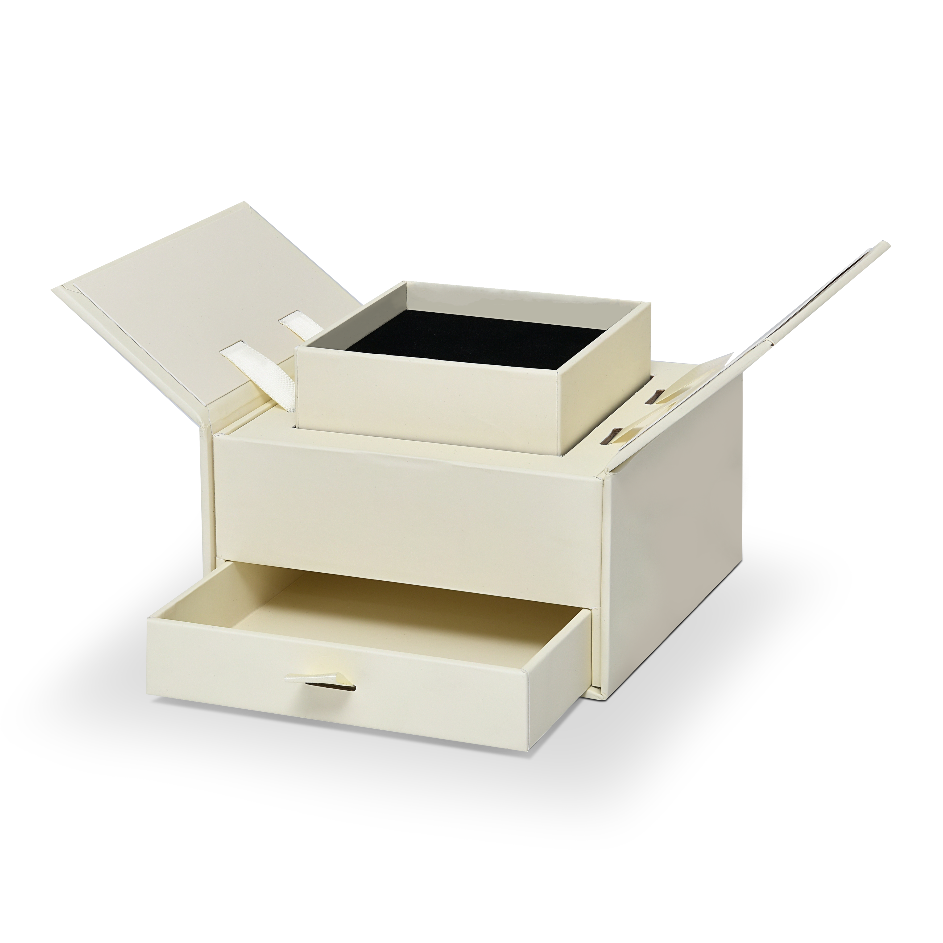 Emballage de luxe personnalisé en boîte à double porte beige avec feuille holographique