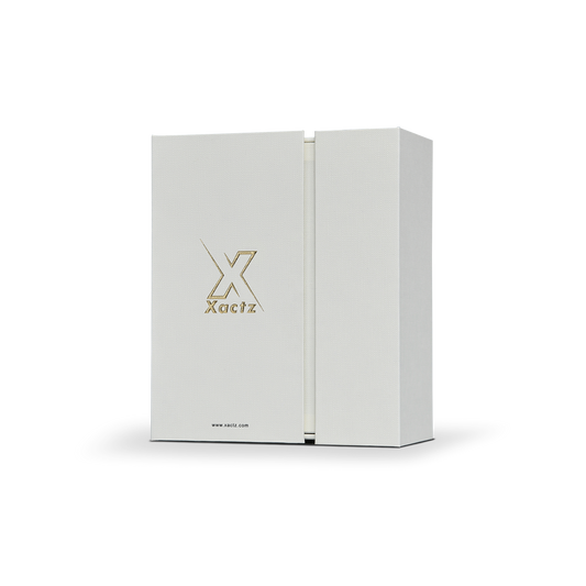 Elegant Beige Embossed Gold Foil Foldable Book-Shaped Luxury Gift Box with Textured Linen Pattern, Satin Lining, and 3M Adhesive System